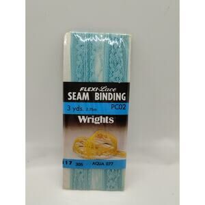 Wrights Seam Binding Flexi-Lace 3 Yds 117 305 Aqua 77 - Sewing Vintage 1986